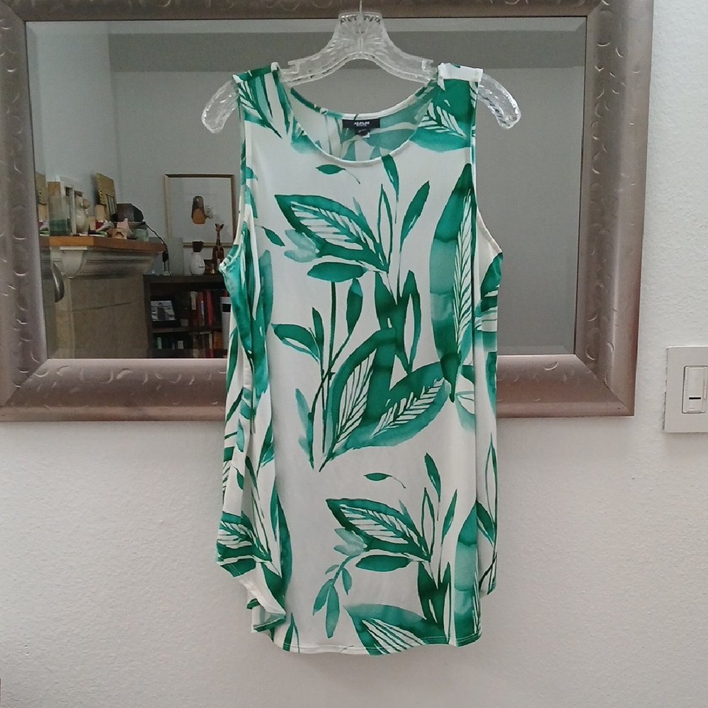 Alfani Green Leaf Print Sleeveless Top